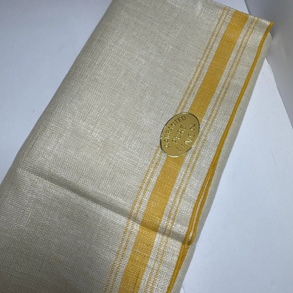 VTG‎ Linen Tea Towels Lot 3 Linen Flour Sack Striped Kitchen